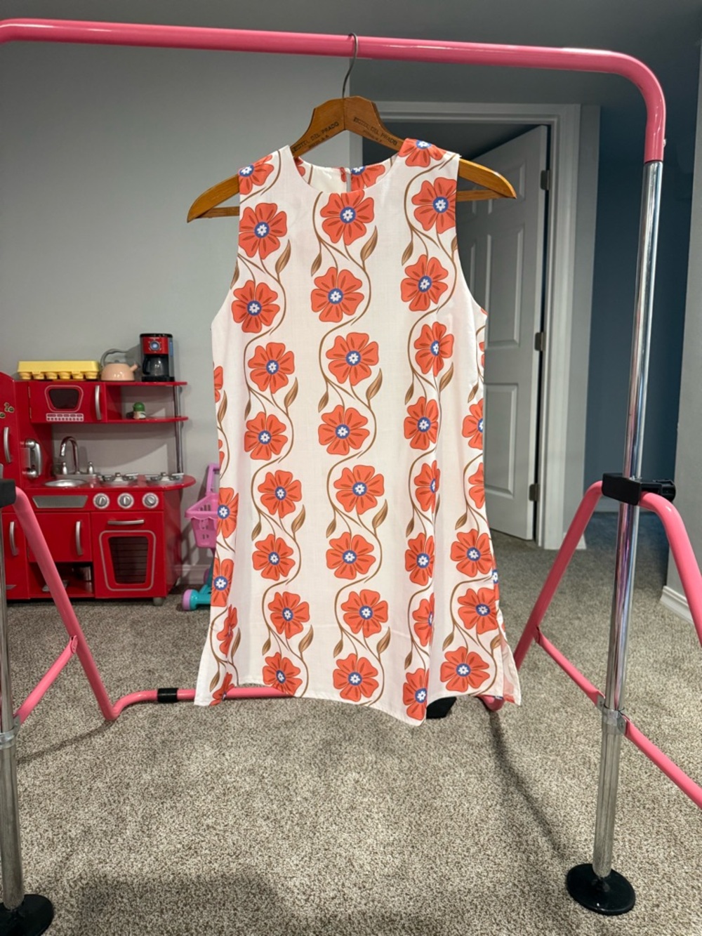 SHEIN White Mini Dress with Orange Floral Print